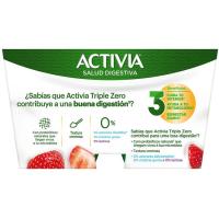 Yogur triple zero de fresa ACTIVIA, pack 4x120 g