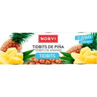 Pinya en el seu suc en trossos NORVI, pack 3x140 g