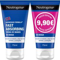 Crema de manos rápida absorción NEUTROGENA, pack 2x75 ml