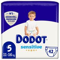 Pañal 11-16 kg Talla 5 DODOT SENSITIVE, paquete 42 uds