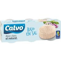 Tonyina clara al natural baix en sal CALVO, pack 3x56 g
