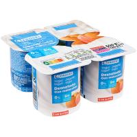 Iogurt desnatat amb préssec EROSKI, pack 4x125 g