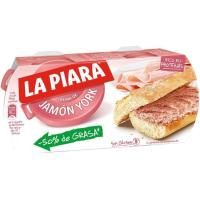 Paté de jamón york LA PIARA, pack 2x77 g