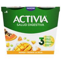 Activia con mango-papaya-soja DANONE, pack 4x120 g