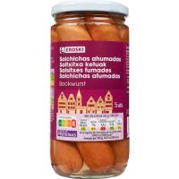 Salchichas Bockwurst EROSKI, 5 uds, frasco 250 g