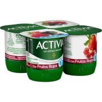 Activia 0% amb fruits vermells DANONE, pack 4x120 g