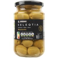 Olives camamilla EROSKI SELEQTIA, flascó 200 g